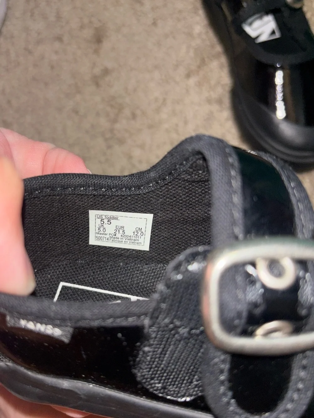 Vans Toddler Girl Black Patent Leather Mary Jane Sneakers Shoes Size 5.5T